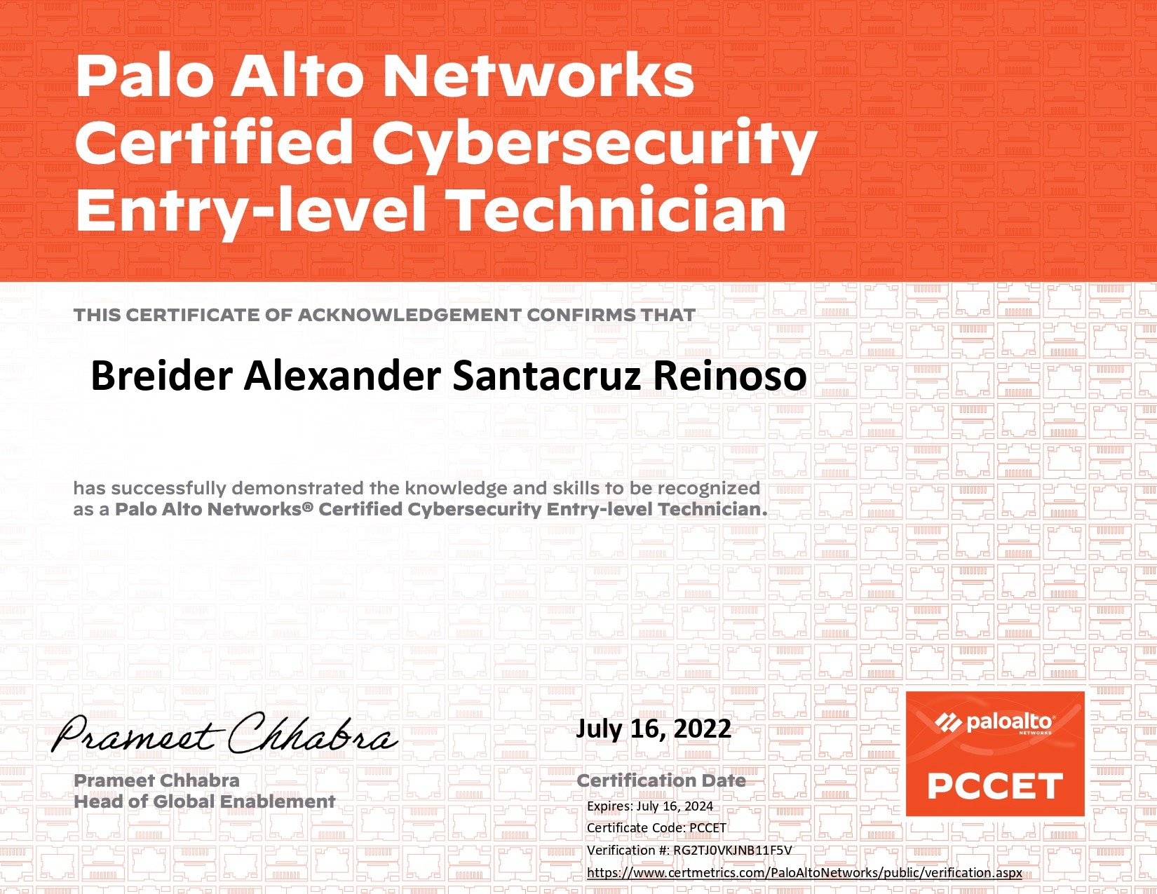 Palo Alto Networks Certified Cyber-Security Entry Level Technician
